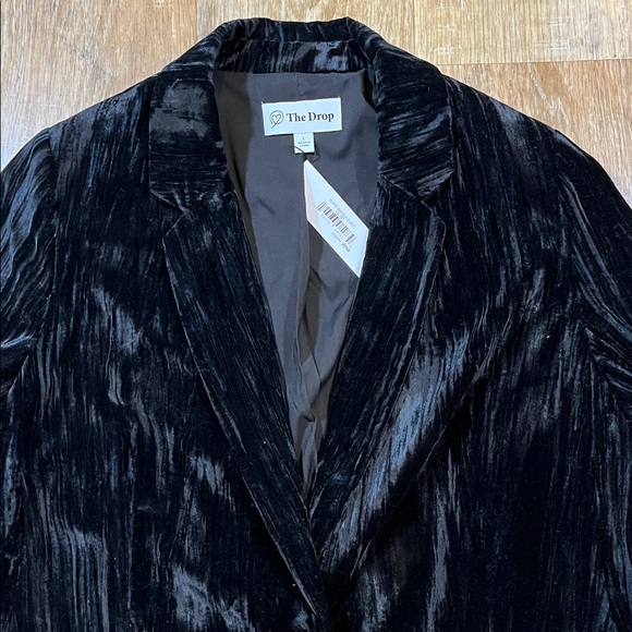 NWT The Drop Black Velvet Blazer Women's Large L New Single Button Suit Jacket - Picture 3 of 15